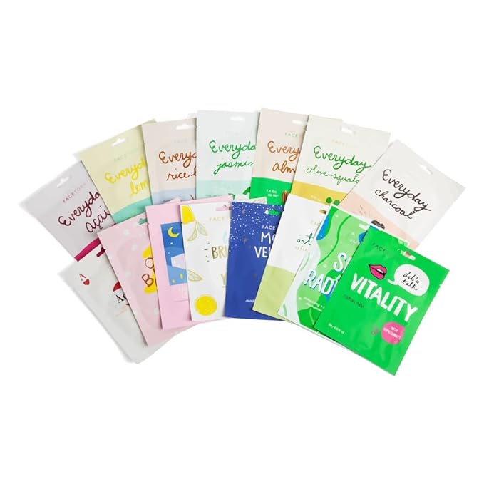 FACETORY K-Beauty Sheet Mask Gift Set ? 15 Premium Korean Face Masks in Stylish Gift Box | Hydrating Brightening &amp Soothing Skincare Variety Pack