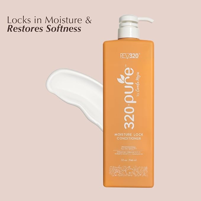 320Pure Moisture Lock Conditioner 32oz Hydrating Moisturizing Hair Conditioner for Women &amp Men Sulfate-Free Keratin &amp Argan Oil Formula for Color-Treated Damaged Dry Straight and Curly