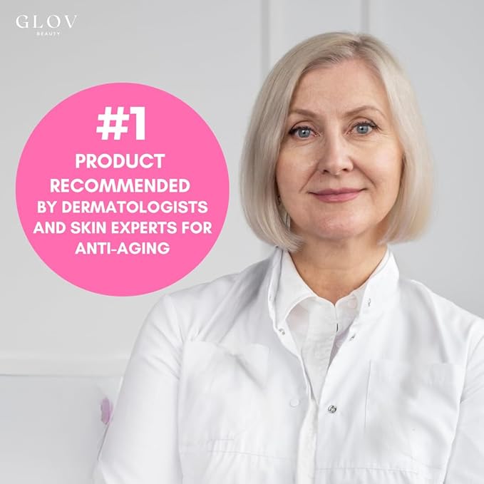 Glov Beauty Micro Infusion System for Face &amp Lips ? 0.25mm 24k Gold Cosmetic Facial Stamp with Hyaluronic Acid Collagen Peptides &amp Licorice Root Serum Ampoules (2x Infusion Application 6x Se