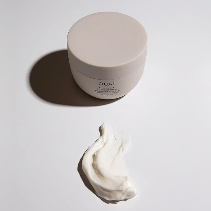 OUAI Thick Hair Mask - Treatment Masque with Almond Oil Olive Oil &amp Hydrolyzed Keratin to Restore Damaged Hair - Phthalate &amp Paraben Free Masque (3.4 Oz)