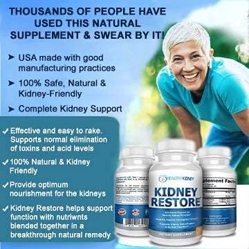 Kidney Cleanse Detox &amp Repair - Formulated by Kidney Health Expert Living w/Transplant - US Made Kidneys Support Supplement Detox &amp Flush - Renal Vitamins 120 Capsules
