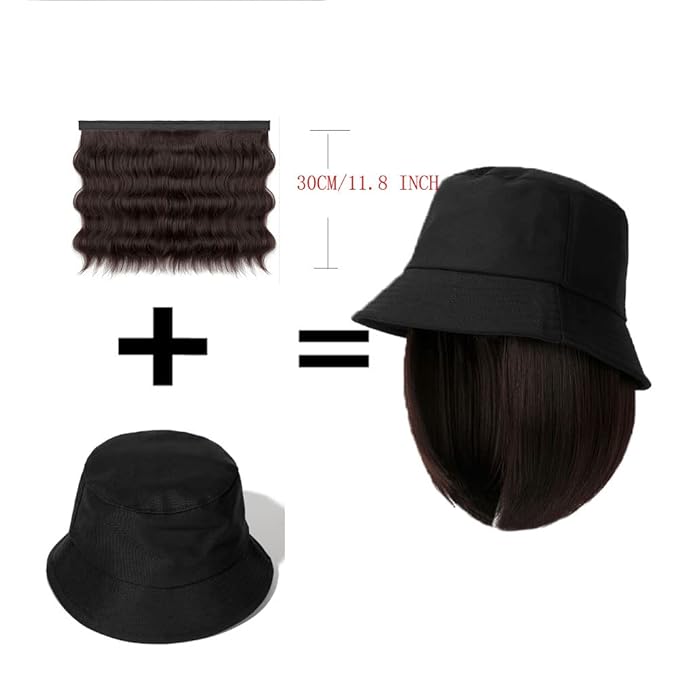 Hat with Extension Cap Wig Removable Hair Extension Wig for Women Girl