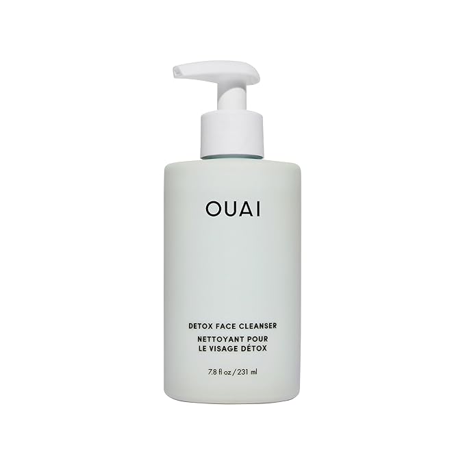 OUAI Detox Facial Cleanser - Deep Cleansing Face Wash with Glycolic Acid Niacinamide &amp PHA - Removes Sweat Dirt &amp Oil Without Drying - Gentle Face Cleanser for Post-Workout (7.8 Fl Oz)