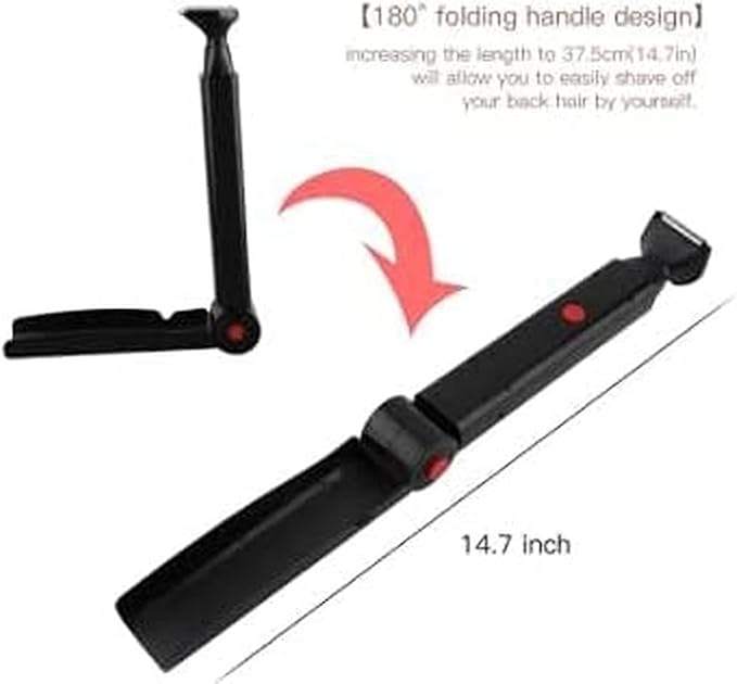 Electric Back Hair Shaver Hair Trimmer Body Hair Removal Tool USB New Body Razor with 2 Shock Absorber Flex Heads Better Control Do-it-Yourself 180 Degrees Foldable for Men Women Pain-Free Shave