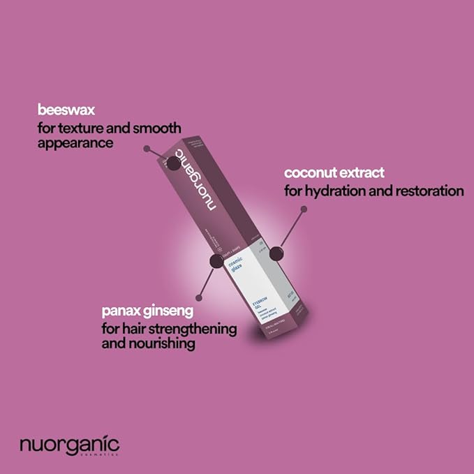 Nuorganic Brow Gel Clear - 6ml Natural Eyebrow Gel Clear for Brow Growth | Vegan &amp Cruelty-Free Eyebrow Gel Infused with Beeswax and Coconut Extract for Sculpting and Nourishing Brows