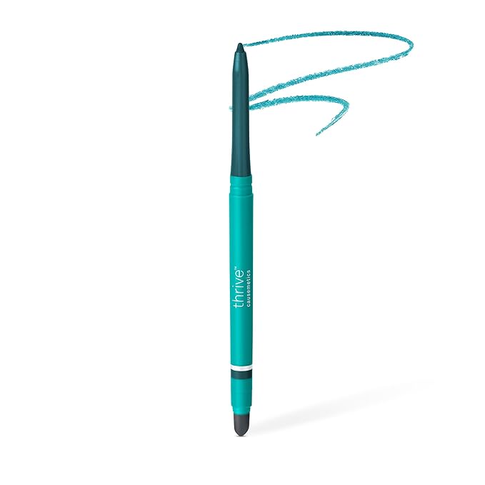 Thrive Causemetics Infinity Waterproof Eyeliner Pencil Built In Sharpener &amp Smudge Tip Long Lasting Smudge Proof Hyaluronic Acid &amp Shea Butter Vegan &amp Cruelty Free Jade (Teal Shimmer