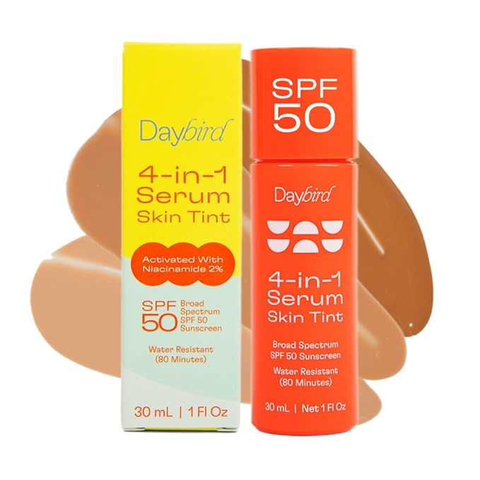 Daybird 4 in 1 Tinted Serum Tinted Moisturizer and Sunscreen for Face SPF 50+ Niacinamide 1 Ounce (light)