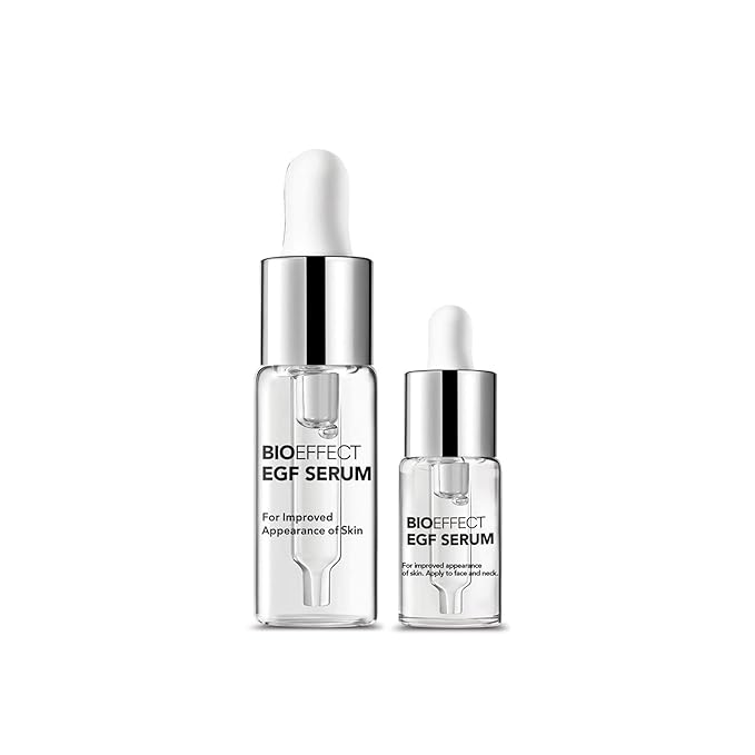 BIOEFFECT EGF Serum Treatment Duo with Hyaluronic Acid Enhance Skin with Moisturizing Firming Wrinkle-Fighting Treatment for Face And Neck Day And Night Best Derma Roller Facial Serum