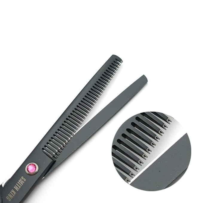 7.0 Inches Hair Cutting Scissors Set with Combs Lether Scissors CaseHair cutting shears Hair Thinning shears For Personal and Professional (Black)