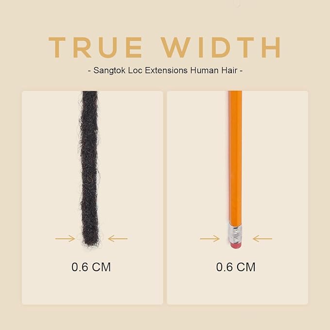6 inch 40 Strands Loc Extensions Human Hair Real 0.6cm Width Human Hair Dreads Extensions for Man/Women Full Handmade Dreadlocks Can be Dyed(613)