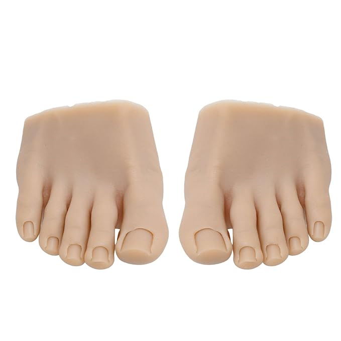 1 Pair Practice Fake Foot Flexible Movable Soft Silicone Fake Foot Prosthetic Manicure Tool For Nails Training Display Silicone Prosthetic