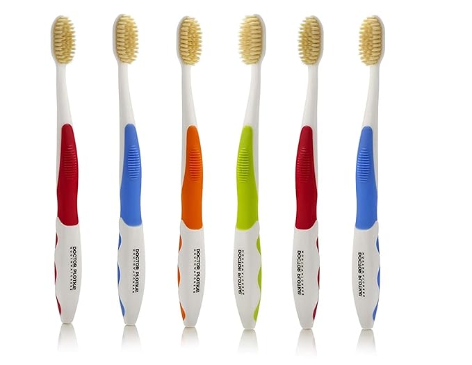 MOUTHWATCHERS Soft Flossing Toothbrushes for Adults Value 6 Pack Ultra Clean Manual Toothbrush Set for Sensitive Teeth &amp Gums by Dr. Plotka Assorted Colors