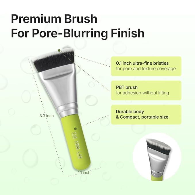 THE TOOL LAB Aqua Fitting Duo Makeup Set with Flat Foundation Brush and Liquid Foundation Puff Portable Case with 1.1 Flat Brush Korean Makeup