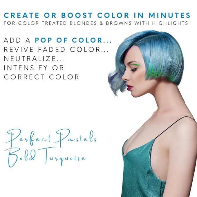 Watercolors by Tressa INTENSE 3-in-1 Color Depositing Shampoo Semi Permanent Hair Color Hair Dye Shampoo for Curly Dry and Normal Hair 8 fl oz - TURQUOISE