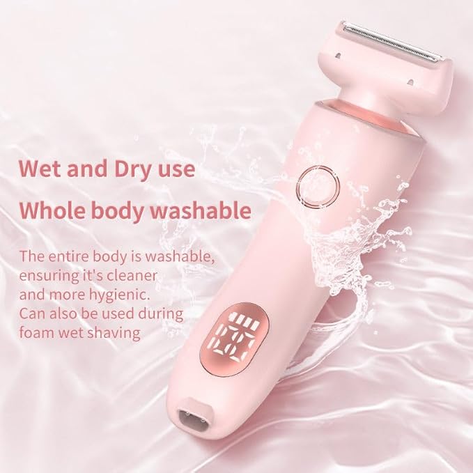 2-in-1 Bikini Trimmer &amp Electric Razor for Women ? IPX7 Waterproof Hypoallergenic Blades LED Display Cordless Wet/Dry Use ? Legs Underarms Bikini Line &amp Pubic Hair Trimmer
