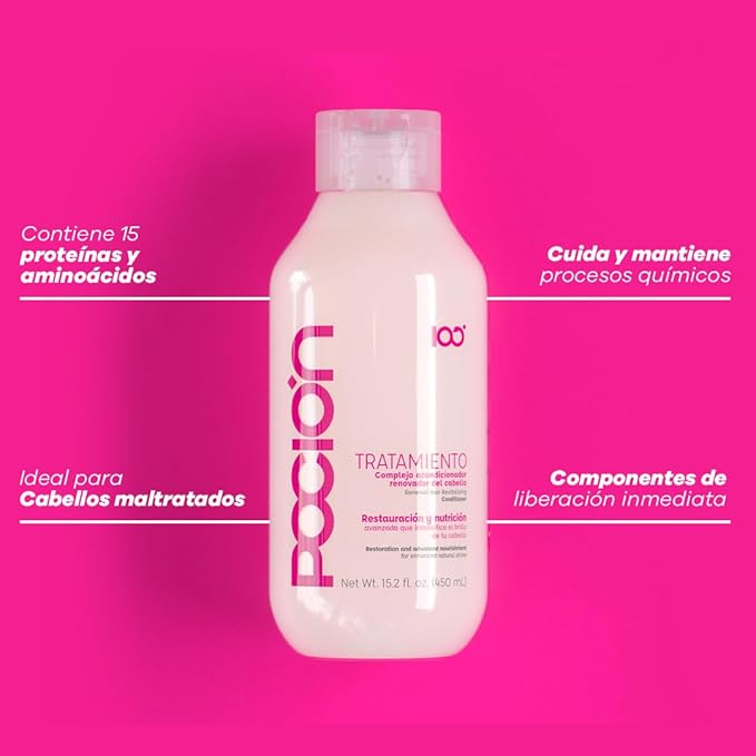 La Pocion Hair Treatment Kit Collection - Complete 4-Piece Set: Shampoo Treatment Conditioner Leave-In Conditioner and Hair Mask for Ultimate Nourishment and Repair