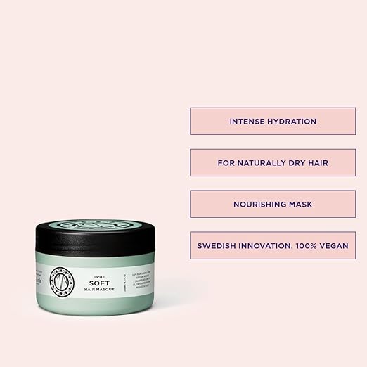 Maria Nila True Soft Hair Mask 8.5 Fl Oz For Dry Hair Argan Oil Remoisturises &amp Reduces Frizz 100% Vegan &amp Sulfate/Paraben free