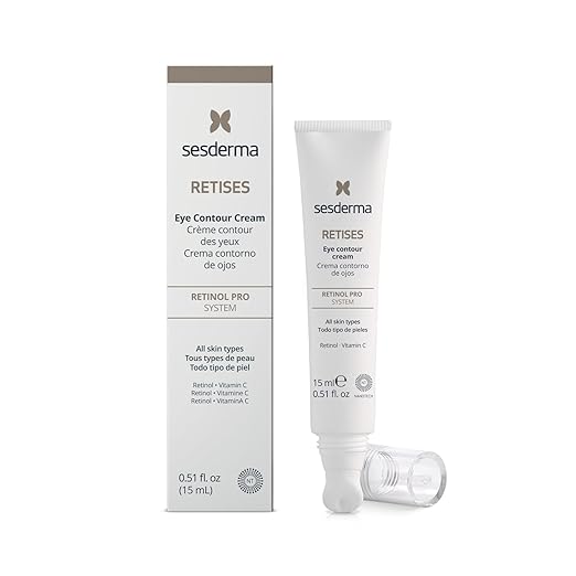 Sesderma RETISES Ceramic Eye Contour | Anti-Aging Eye Cream with Retinol &amp Vitamin C | Reduces Wrinkles Puffiness &amp Dark Circles | Cooling Ceramic Applicator 0.5 fl. Oz