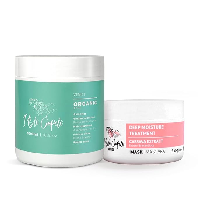 I Belli Capelli Venice B-tox Kit Hair B-tox Treatment &amp Argan Oil Mask 250g - B-tox Capilar Para el Cabello Formaldehyde-Free - Anti-Frizz Smoothing (1 B-tox+ 1 Mask)