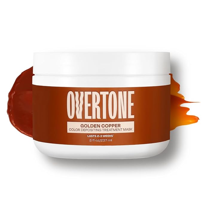 Overtone Semi Permanent Hair Color Conditioner Golden Copper 8 oz Nourishing Damage-Free Color Depositing Mask for All Hair Types with Shea Butter &amp Coconut Oil Vegan &amp Cruelty-Free