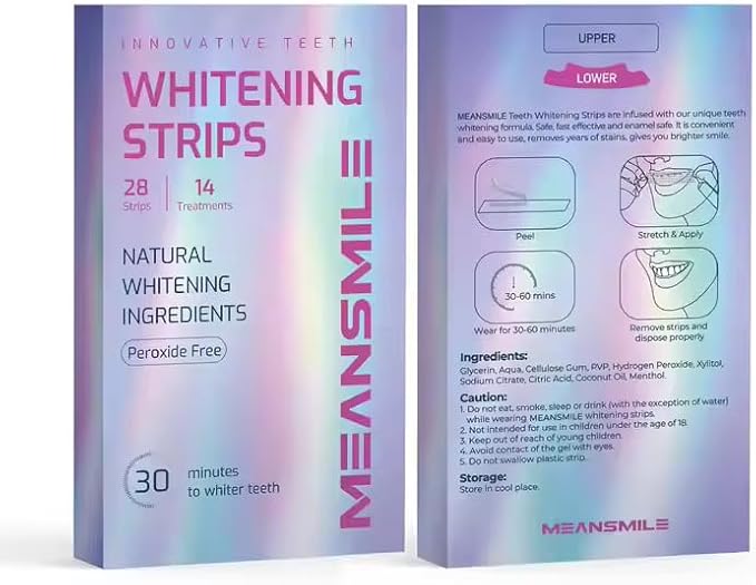 The Best Peroxide-Free Teeth Whitening Strips Kit ? 14 Safe &amp Gentle Treatments (28 Strips) for Enamel-Friendly Instant Whitening ? Removes Deep Stains for a Brighter Healthier Smile