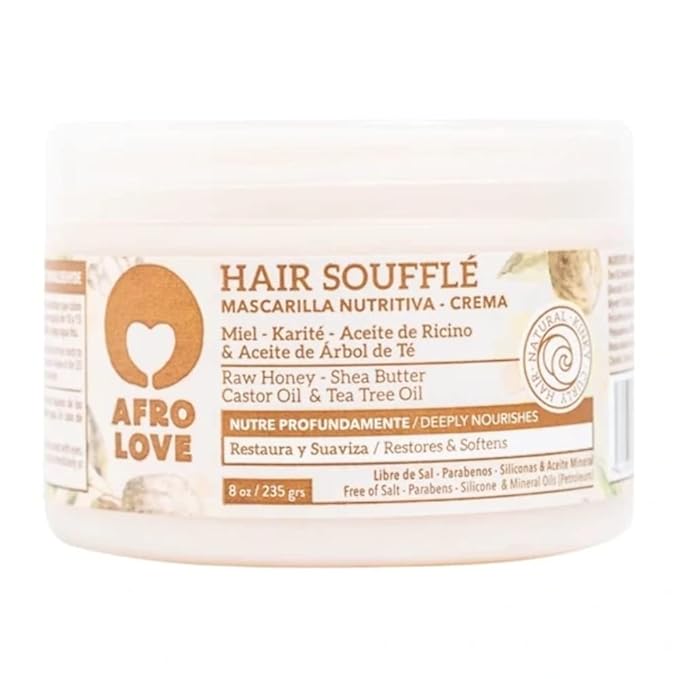 Afro Love Hair Souffl? 16 oz ? Deep Moisturizing Hair Mask with Raw Honey Shea Butter &amp Castor Oil ? Intense Hydration &amp Repair for Curly Kinky and Coily Hair ? Sulfate &amp Paraben-Free