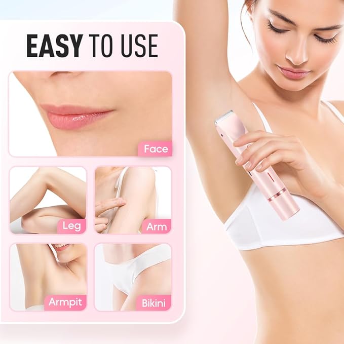 Kruggo Women's Shave Hair Remover 2025 New 2-in-1Rechargeable Eletctric Waterproof&ampEasy Women's Body Shaver for Facial Face Lip Chin Underarm Legs (Purple)