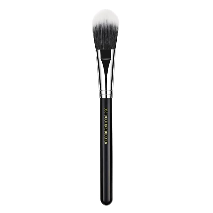 Bdellium Tools Professional Makeup Brush - Maestro Series 965 Duet Fiber Blusher - With Mix of Soft Synthetic &amp Natural Fibers For Applying Pop of Color (Black 1pc)