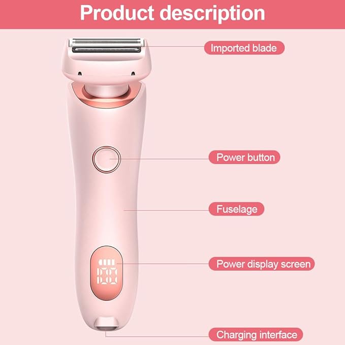 Electric Shaver 2 in 1 Women's Body Shaver Hair Remover Electric Lady Razor Waterproof Electrics Bikini Trimmer for Women (Pink)