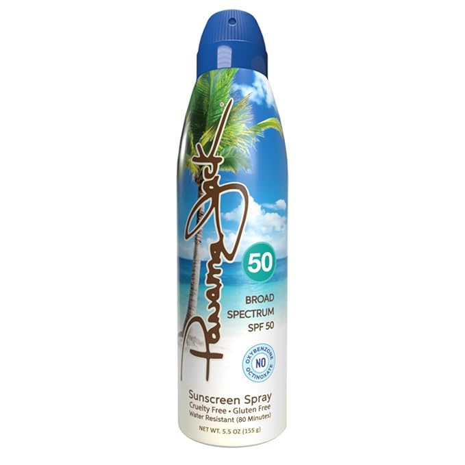 Panama Jack Continuous Spray Sunscreen - SPF 50 Broad Spectrum UVA/UVB Protection PABA Paraben Gluten &amp Cruelty Free Water Resistant (80 Minutes) 5.5 OZ (Pack of 12)