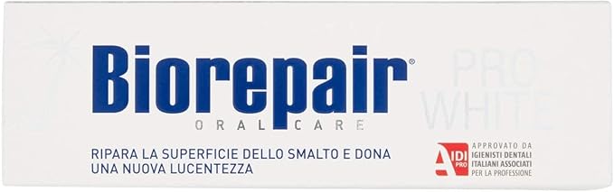 Biorepair: Pro White Whitening Toothpaste with microRepair - 2.5 Fluid Ounce (75ml) Tubes (Pack of 4) [ Italian Import ]