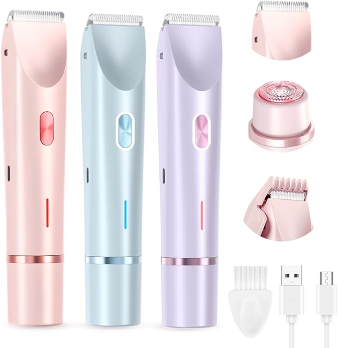 Kruggo Women's Shave Hair Remover 2025 New 2-in-1Rechargeable Eletctric Waterproof&ampEasy Women's Body Shaver for Facial Face Lip Chin Underarm Legs (Pink)