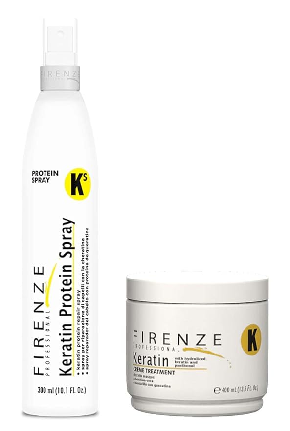 Firenze Professional Keratin Repair Bundle - Pack of 3 Including Protein Spray and Mask Treatment 3.37 Fl Oz Each Total 10.1 Fl Oz