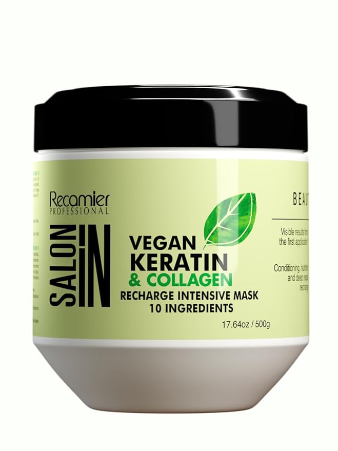 RECAMIER PROFESSIONAL SALON IN Vegan Keratin &amp Collagen Hair Recharge Intensive Mask 17.6oz.