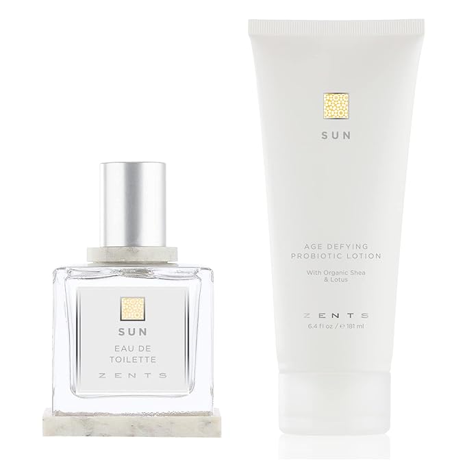 Zents Two-Piece Gift Set for Women (Sun Fragrance) | Eau de Toilette &amp Hydrating Body Lotion | Long-Lasting Perfume with Vanilla &amp Sandalwood | Nourishing Body Cream | 1.7 fl oz &amp 6.4 fl o