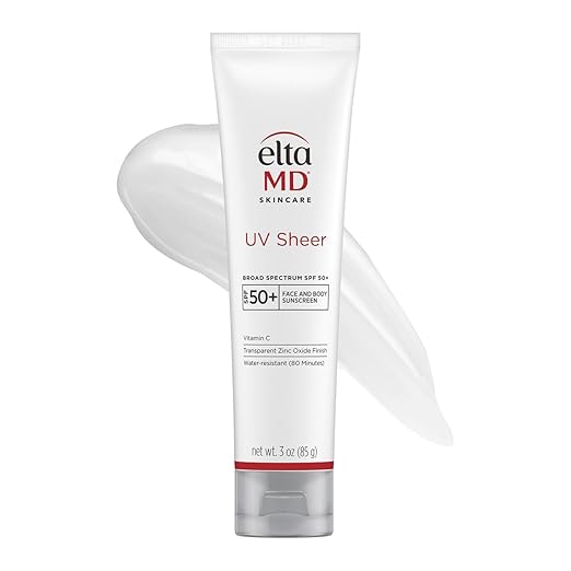 EltaMD UV Sheer Face Sunscreen SPF 50+ No White Cast Sunscreen for Face and Body Zinc Oxide Sunscreen Formula