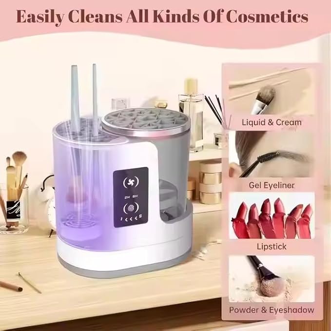 3 IN 1 Electric Makeup Brush Cleaner Machine With Makeup Brush Dryer-Holder-Portable Automatic USB Cosmetic Brushes Cleaner Tool for All Size Beauty Makeup Brush SetContour Eyeshadow Blush Brush