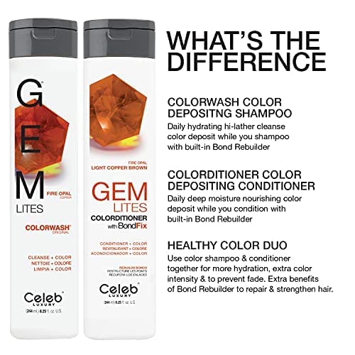 Celeb Luxury Color Depositing Conditioner - Color Refresher with Bondfix Bond Rebuilder Viral and Gem Lites Pairs with Colorwash