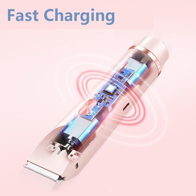 VINGVO Electric Hair Removal Epilator for WomenDual Head Bikini Trimmer Waterproof? Facial Remover Lady Hair Bikini Shaver for Face Lip Chin Cordless Pubic Hair Removal for Face &amp Legs (Pink