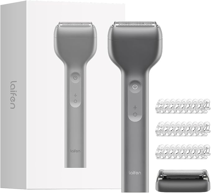 Laifen T1 Pro 1-Blade Electric Shaver High-Speed 12000 Cuts/Min Long Hair Trimmer with 3 Guards for Sparse Beard &amp Daily Styling Wet &amp Dry IPX7 Waterproof Razor (Space Gray)