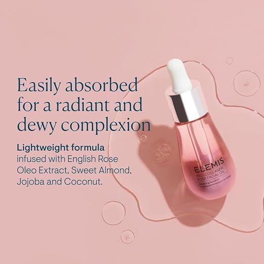 ELEMIS Pro-Collagen Rose Facial Oil Blend | Lightweight Daily Facial Oil Soothes Nourishes and Smoothes Skin for a Radiant Fresh Complexion | 15 mL