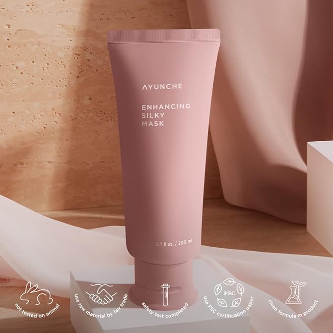 AYUNCHE Enhancing Silky Hair Mask 6.7 fl. oz. (200ml) [For Dyed &amp Damaged Hair] | Nourishing &amp Smoothing Deep Conditioner with Camellia Oil | Korean Salon Brand