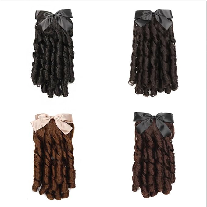Hair Accessories Princess Curly Wig Ladies Fashion Cheongsam Wig Retro Styling Ponytail Hair Extension Curly Comb Curly Hair Bun Hair Pieces For Women(B)
