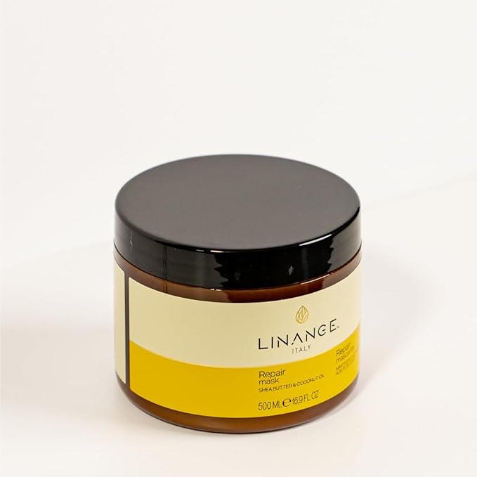 Linange Repair Mask with Shea Butter &amp Coconut Oil 500ml/16.9 oz - Free Starry Lip Plumping Gloss 10ml