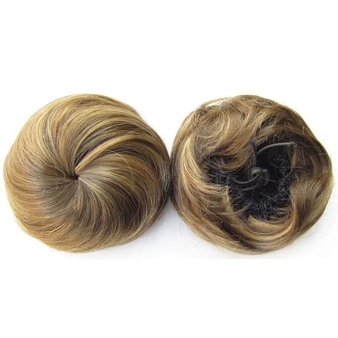 EARSHOT Hair Buns Hair Piece 1 Pack Donut Bun with Drawstring Ponytail Hair Extensions Synthetic Curly Bun Wig Hair Slices Hair Bun for Women Hair Accessories For Girls (Color : 12H24)