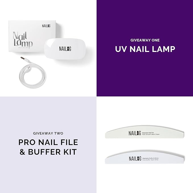 NAILOG Semi Cured Gel Nail Strip Starter Kit - (Include 60Pcs Nail Stickers 1 UV Lamp and 2 Nail Files) Long Lasting Gel Nail Wraps Gift Kit for Christmas Day Skyscape
