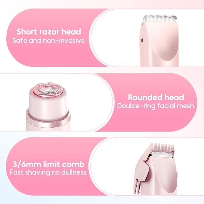 Kruggo Women's Shave Hair Remover 2025 New 2-in-1Rechargeable Eletctric Waterproof&ampEasy Women's Body Shaver for Facial Face Lip Chin Underarm Legs (Blue)
