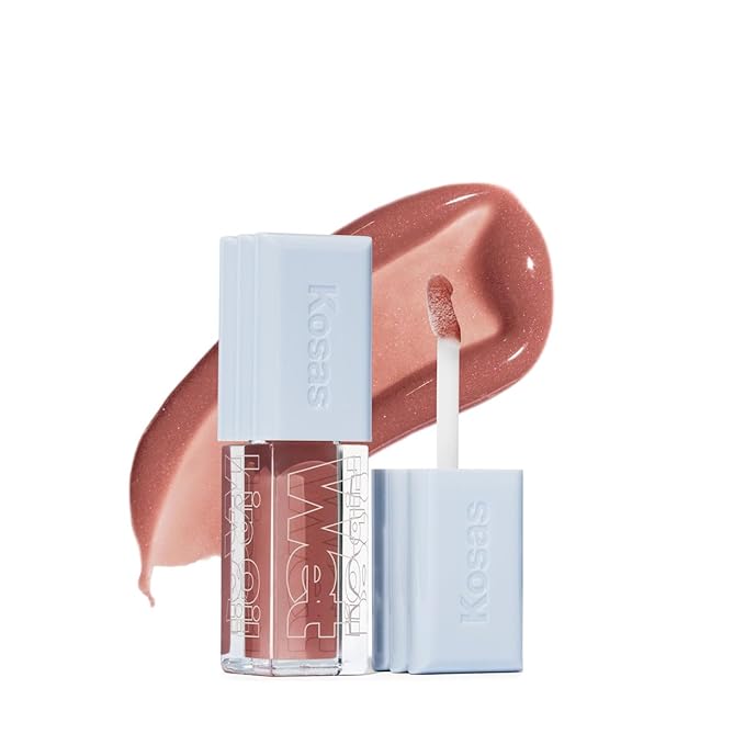 Kosas Wet Lip Oil Gloss - Hydrating Lip Plumping Treatment with Hyaluronic Acid &amp Peptides Non-Sticky Finish (Unbuttoned)