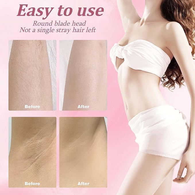 IUI Beauty Shaver IUI Beauty Electric Shaver 2-in-1 Painless Bikini Hair Trimmer Gentle &amp Safe on The Go Smooth and Painless IPX7 Waterproof Dual-Head Design Wet &amp Dry Use Leafverve(Pur