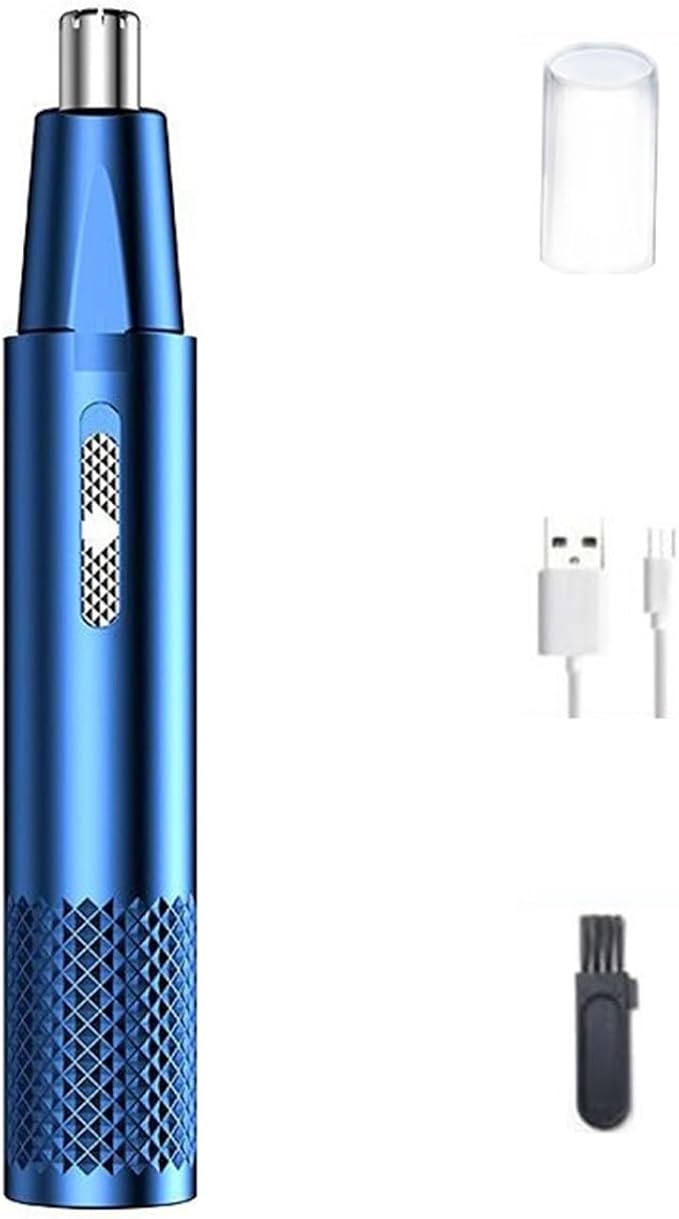 2-in-1 Rechargeable Electric Nose Hair Clipper Unisex Fully Automatic Washable Trimmer with Multi-Kinetic Shaving(Blue Single nose hair A)